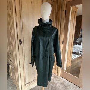 Green soft leather dress